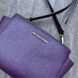 Michael Kors RARE Plum Selma Leather Crossbody Bag